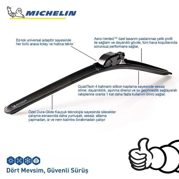 Michelin MULTIFIT™ MC33955 60CM 1 Adet Universal Muz Tipi Silecek - Resim 4
