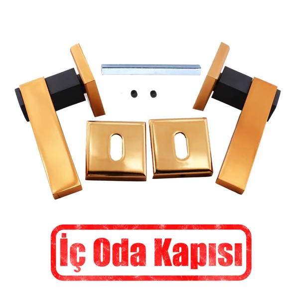 Lüx Rose Mat Siyah Oda Kapı Kolu Rozetli Sürgülü ve Çelik Kapı Sağa Sola Uygun İç Kapı Kol Kulbu - Resim 4