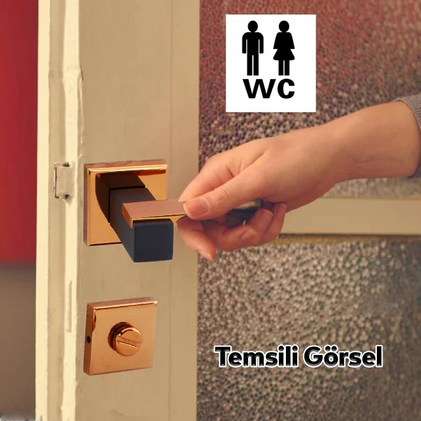 Lüx Rose Siyah Wc Banyo Kapı Kolu Rozetli Sürgülü ve Çelik Kapı Sağa Sola Uygun Tuvalet Kilit - 3