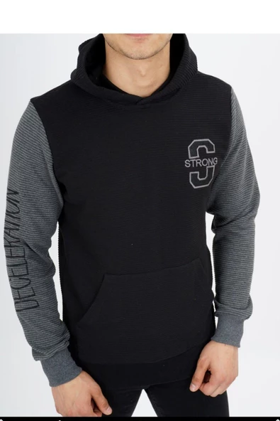 Dynamo Erkek Siyah Kapüşonlu Sweat 6801 - 2