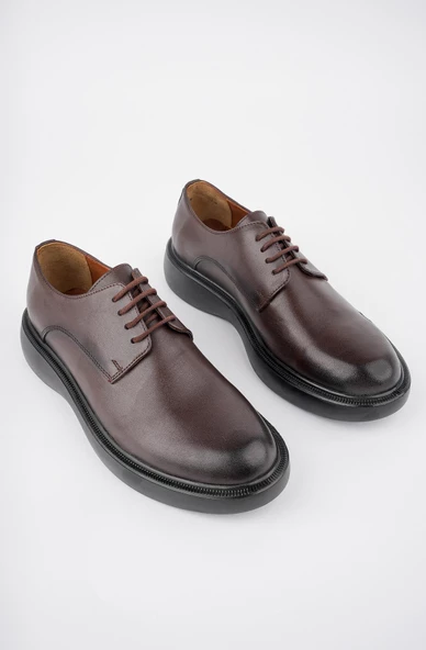 Muggo SMİTH Garantili Günlük Klasik Hakiki Deri Casual Rahat Ortopedik Kalın Taban Erkek Ayakkabı - 6