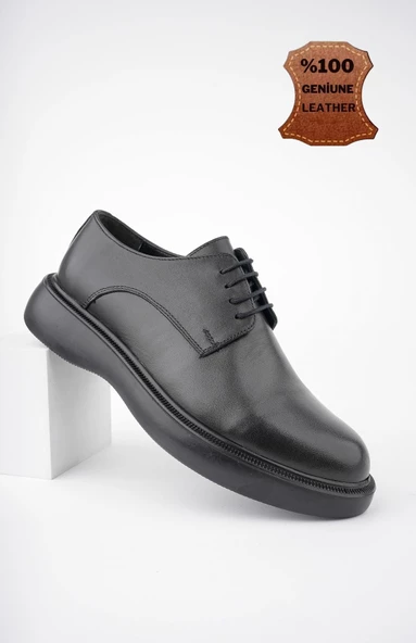 Muggo SMİTH Garantili Günlük Klasik Hakiki Deri Casual Rahat Ortopedik Kalın Taban Erkek Ayakkabı - 9