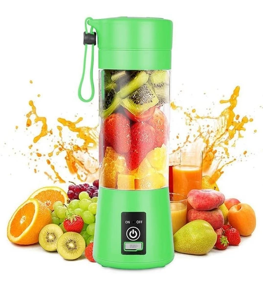 El Blender Yeşil Portatif Taşınabilir USB Şarjlı Mikser 380 ml Fasel