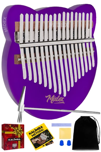 Midex KLX-660 Mor Renk Cam Kalimba 17 Tuşlu Full Set