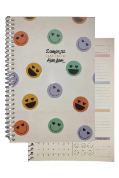 Zamansız Haftalık Ajandam 1 Adet Sert Kapak 120 Yaprak Zamansız Haftalık Planlayıcı Tarihsiz Ajanda Hediyelik Defter - 7