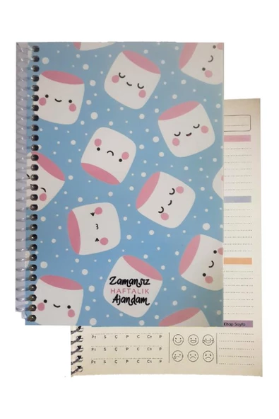 Zamansız Haftalık Ajandam 1 Adet Sert Kapak 120 Yaprak Zamansız Haftalık Planlayıcı Tarihsiz Ajanda Hediyelik Defter - 10