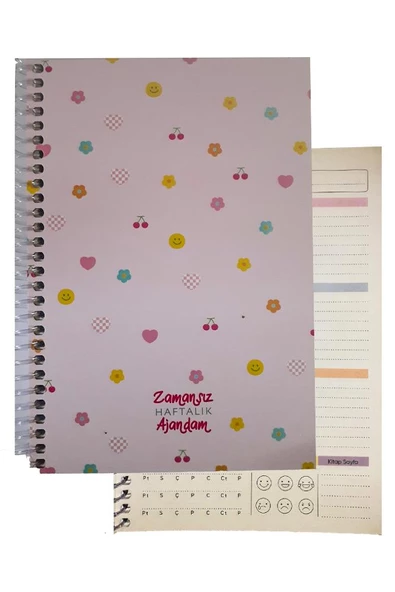 Zamansız Haftalık Ajandam 1 Adet Sert Kapak 120 Yaprak Zamansız Haftalık Planlayıcı Tarihsiz Ajanda Hediyelik Defter - 9
