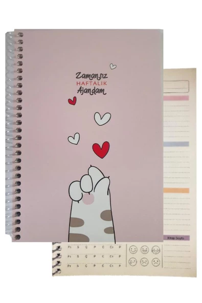 Zamansız Haftalık Ajandam 1 Adet Sert Kapak 120 Yaprak Zamansız Haftalık Planlayıcı Tarihsiz Ajanda Hediyelik Defter - 6