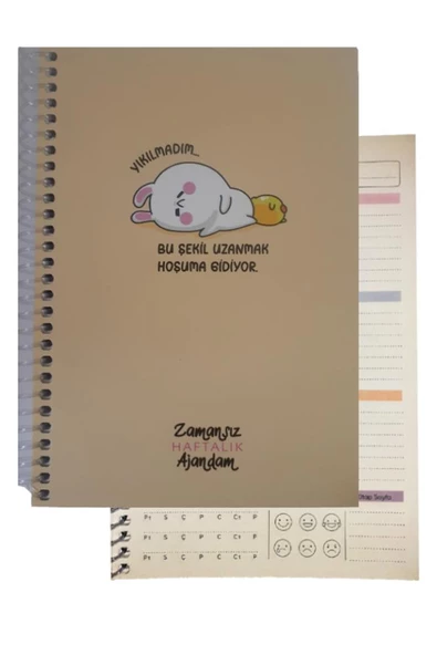 Zamansız Haftalık Ajandam 1 Adet Sert Kapak 120 Yaprak Zamansız Haftalık Planlayıcı Tarihsiz Ajanda Hediyelik Defter - 12