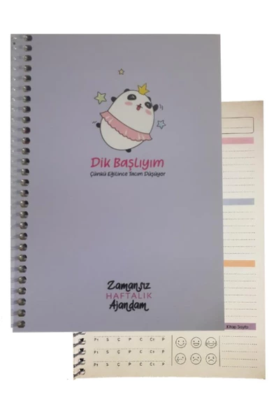 Zamansız Haftalık Ajandam 1 Adet Sert Kapak 120 Yaprak Zamansız Haftalık Planlayıcı Tarihsiz Ajanda Hediyelik Defter - 11