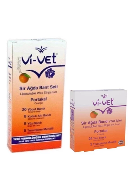 Vi-Vet Set Sir Ağda Bandı Portakal 41'li 1 Ad. + Vi-Vet Yüz İçin Sir Ağda Bandı Portakal 24'lü 1 Ad. - 1