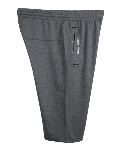 Erkek Büyük Beden 115-154 Kilo Arası İçin Uygun Nakışlı Penye Kapri Antrasit - 2