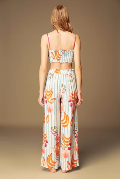 Pijama Takım 1512 Pantolon Büstiyer Sabahlık 3'lü Takım - 5