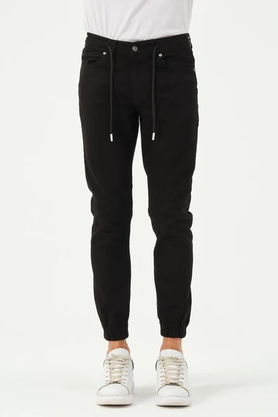 Erkek Lastikli Sknny Fit Kot Pantolon Siyah - 6