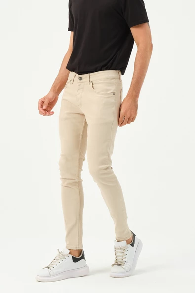 Erkek Sknny Fit Jogger Kot Pantolon Ekru - 9
