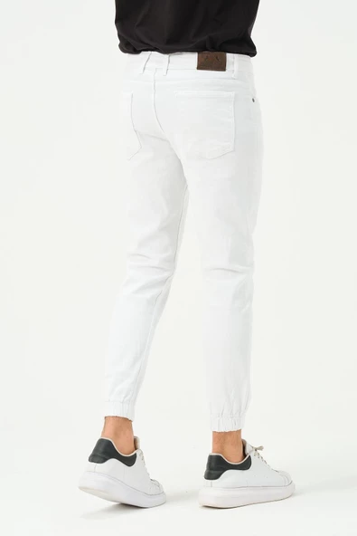 Erkek Lastikli Sknny Fit Kot Pantolon  Beyaz - 12