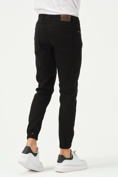 Erkek Lastikli Sknny Fit Kot Pantolon Siyah - 5