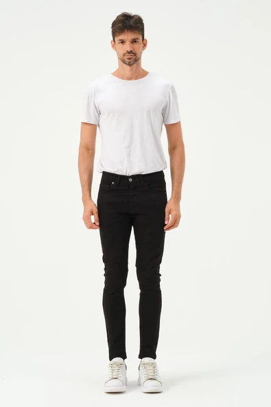 Erkek Sknny Fit Jogger Kot Pantolon Siyah - 2