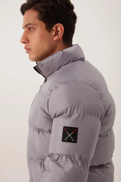 Erkek Regular Fit Şişme Mont Gri - 10