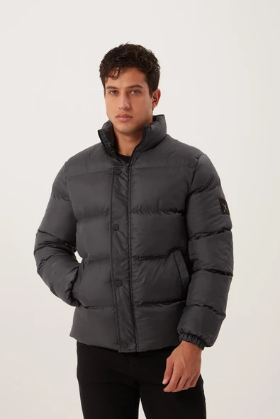 Erkek Regular Fit Şişme Mont  Füme - 7
