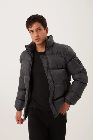Erkek Regular Fit Şişme Mont  Füme - 9