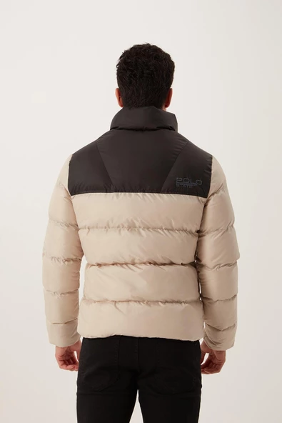 Dik Yaka Regular Fit Erkek Şişme Mont Taş - 12