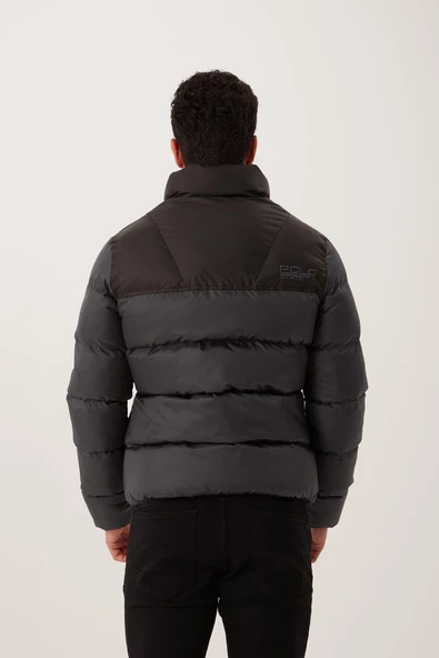 Dik Yaka Regular Fit Erkek Şişme Mont Füme - Resim 9