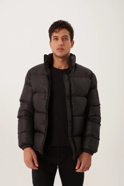 Erkek Regular Fit Şişme Mont Siyah - 7