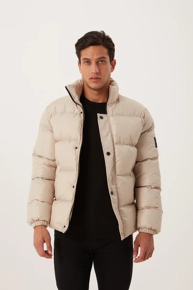 Erkek Regular Fit Şişme Mont Taş - 5