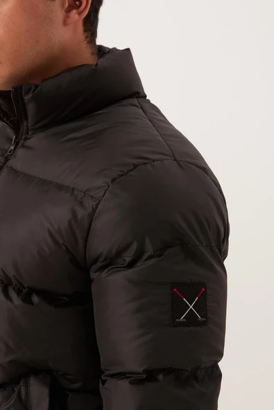 Erkek Regular Fit Şişme Mont Siyah - 4