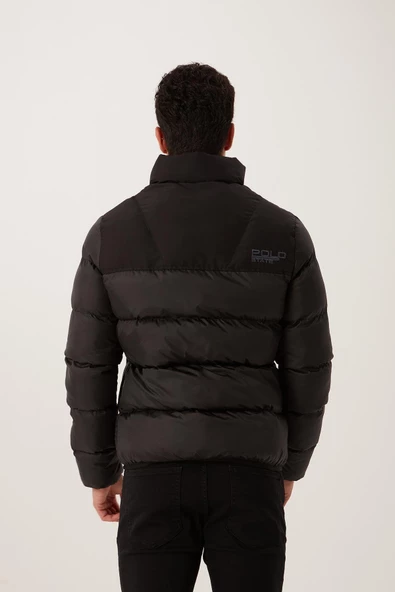 Dik Yaka Regular Fit Erkek Şişme Mont Siyah - 12