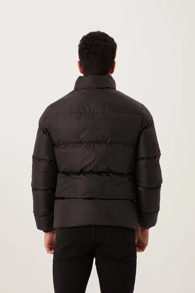 Erkek Regular Fit Şişme Mont Siyah - 10