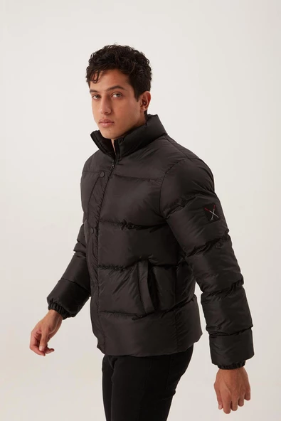 Erkek Regular Fit Şişme Mont Siyah - 3