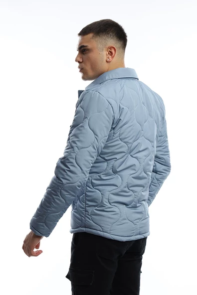Erkek Regular Fit Kapitone Mont Mavi - 5