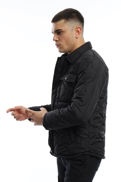 Erkek Regular Fit Kapitone Mont Siyah - 3