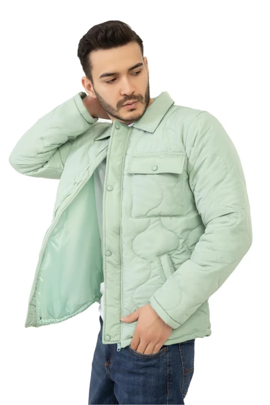 Erkek Regular Fit Kapitone Mont Yeşil - 2