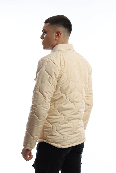 Erkek Regular Fit Kapitone Mont Ekru - 5