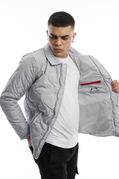 Erkek Regular Fit Kapitone Mont Gri - 4