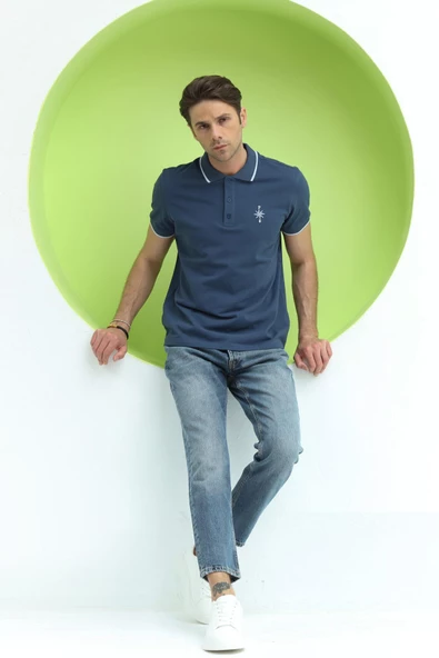 Erkek Polo Yaka Regular Fit T-Shirt Petrol - 7