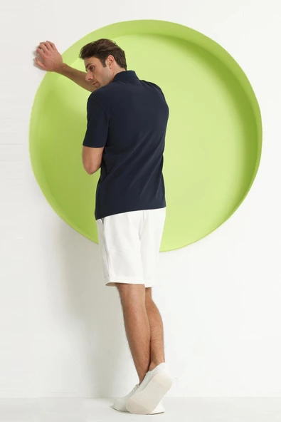 Erkek Relaxed Polo Yaka T-Shirt Lacivert - 9