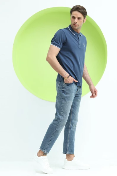 Erkek Polo Yaka Regular Fit T-Shirt Petrol - 4
