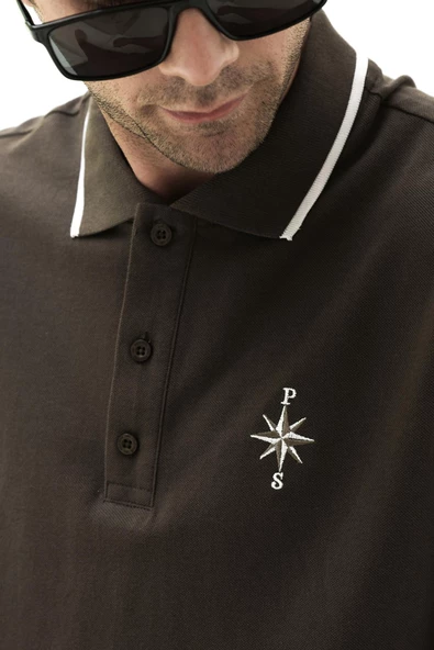 Erkek Polo Yaka Regular Fit T-Shirt Kahverengi - Resim 2