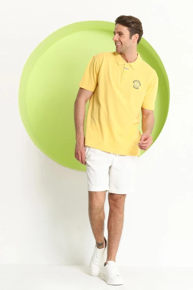 Erkek Relaxed Polo Yaka T-Shirt Sarı - 6