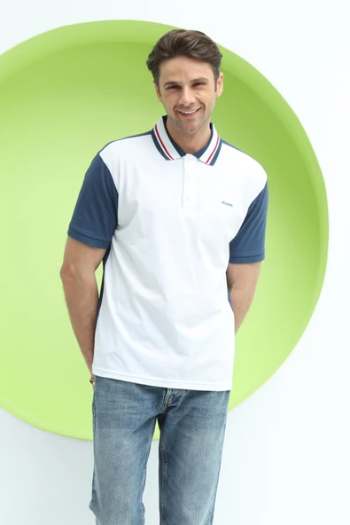 Erkek Çift Renk Polo Yaka T-Shirt Petrol - 7