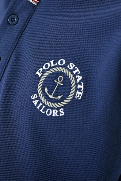 Erkek Relaxed Polo Yaka T-Shirt İndigo - 6
