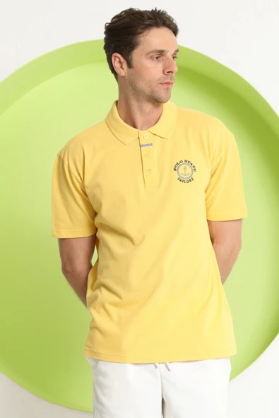 Erkek Relaxed Polo Yaka T-Shirt Sarı - 4