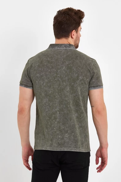 Erkek Polo Yaka Regular Fit T-Shirt Haki - 10