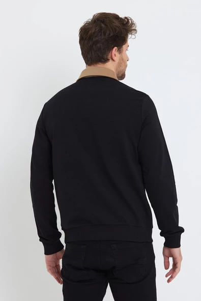 Erkek 2 İplik Pamuklu Regular Fit Polo Sweat Siyah Gömlek - 12