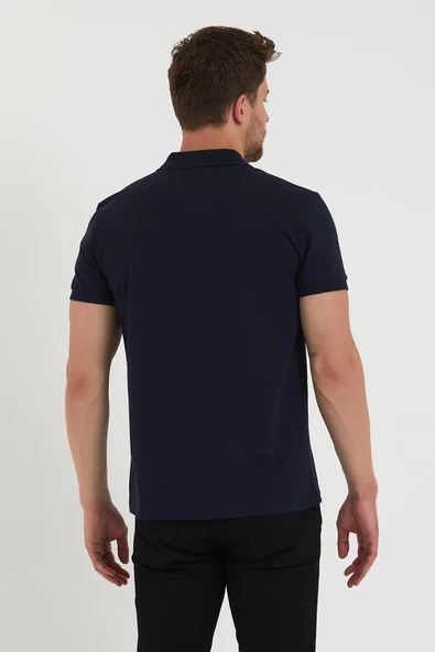 Erkek Regular Fit Polo Yaka Nakışlı T-shirt  Lacivert - 5