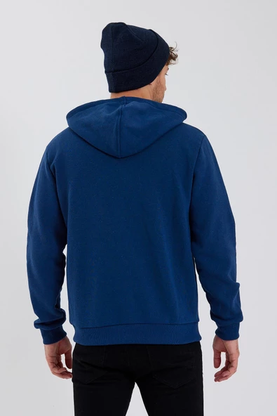 Age Of State Nakışlı Fermuarlı 3 İplik Sweatshirt İndigo - 10